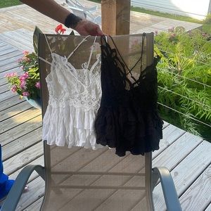 Two bralet tank tops. Black and white pair